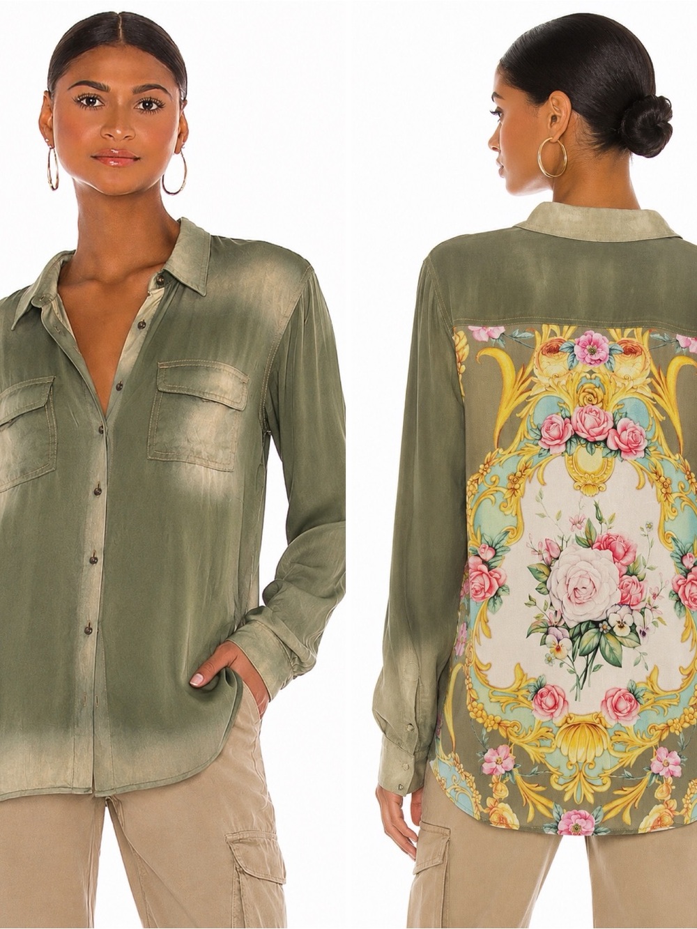 ARATTA SILENT JOURNEY OMBRÉ SHIRT WITH PRINT BACK